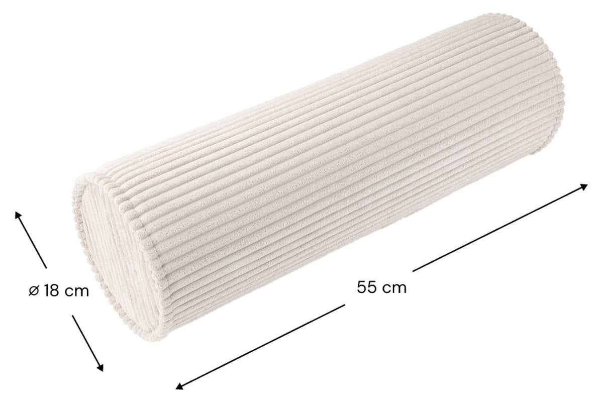 Afmetingen Geripptes Wigiwama-Nackenstützkissen Marshmallow: 55 cm lang, Ø 18 cm
