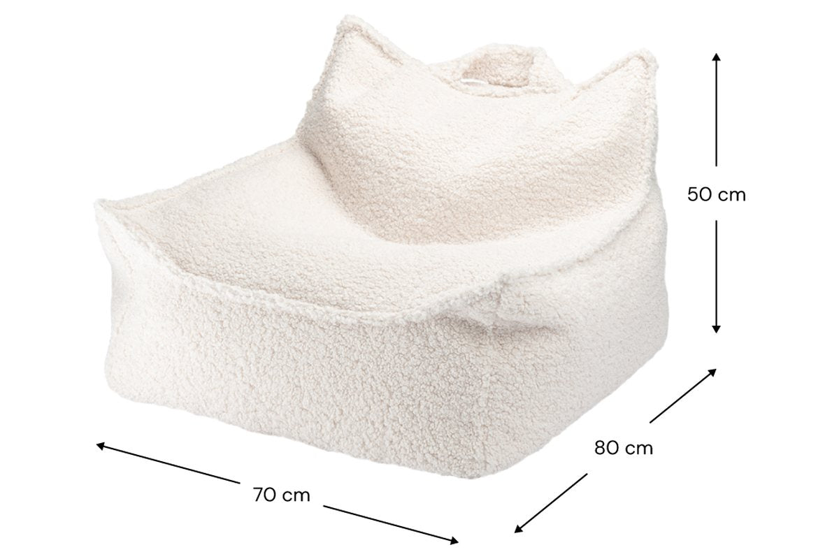 Afmetingen Wigiwama Zitzakstoel Cream White: 70 cm breed, 80 cm diep, 50 cm hoog
