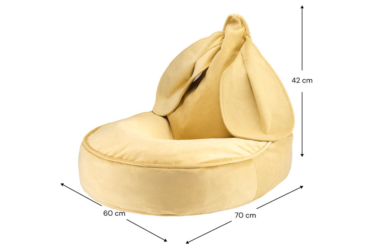Afmetingen Wigiwama Samtkaninchen-Sitzsack Gesalzenes Karamell: 60 cm breed, 70 cm diep, 42 cm hoog