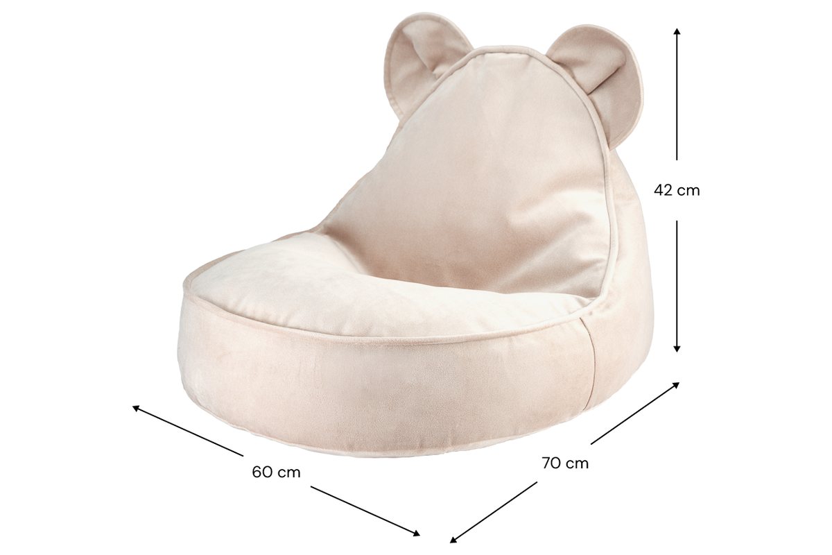 Afmetingen Wigiwama Velvet Bear Sitzsack Staubbeige: 60 cm breed, 70 cm diep, 42 cm hoog
