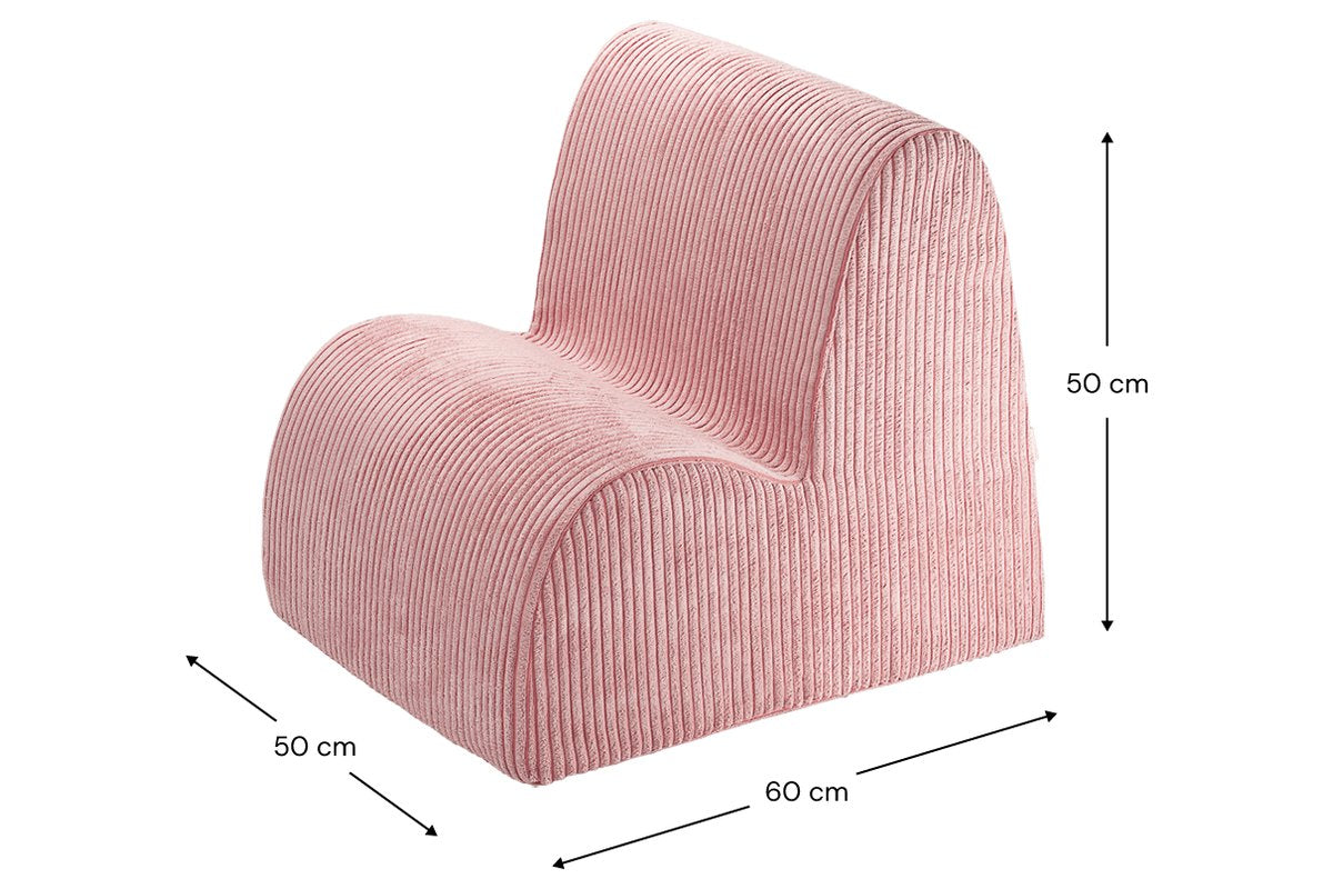 Afmetingen Wigiwama Wolkenstoel Pink Mousse: 60 cm breed, 50 cm diep, 50 cm hoog