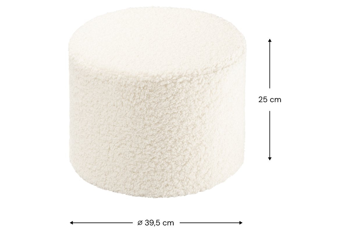 Afmetingen Wigiwama Ronde zitpoef Cream White: Ø 39,5 cm, 25 cm hoog