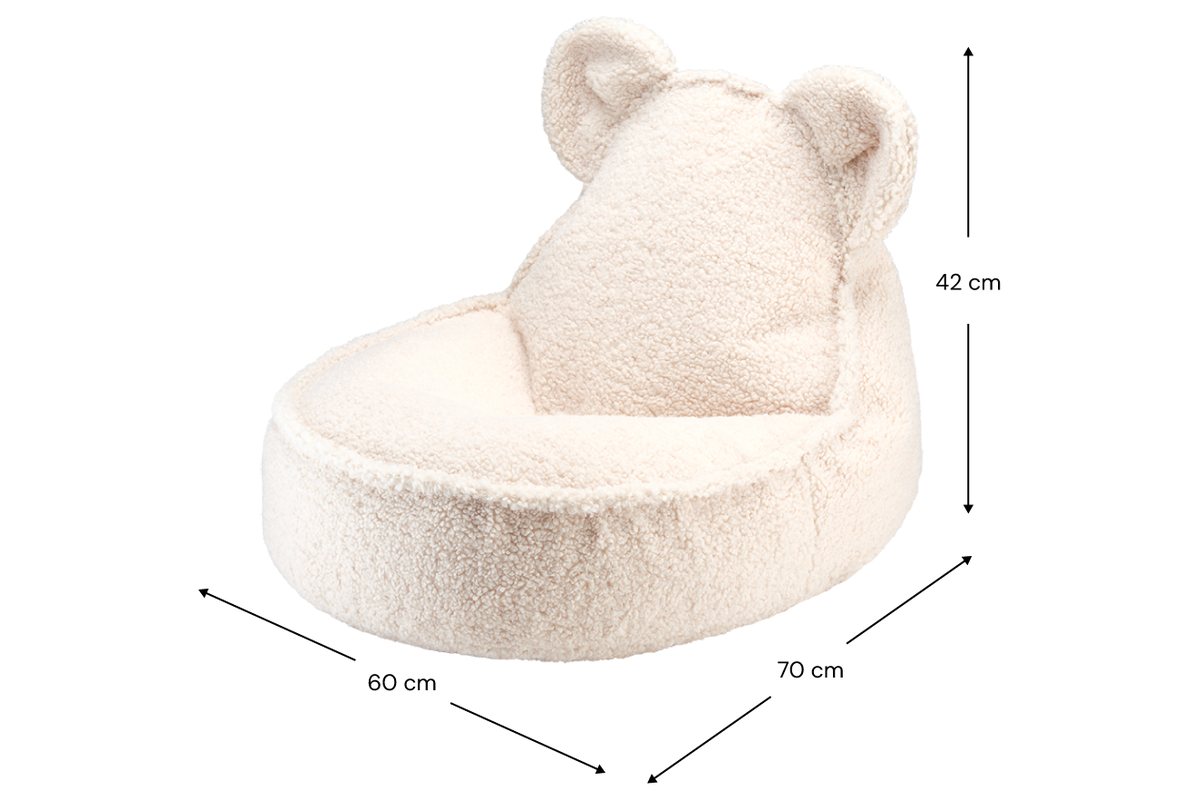 Afmetingen Wigiwama Berenzitzak Cream White: 60 cm breed, 70 cm diep, 42 cm hoog