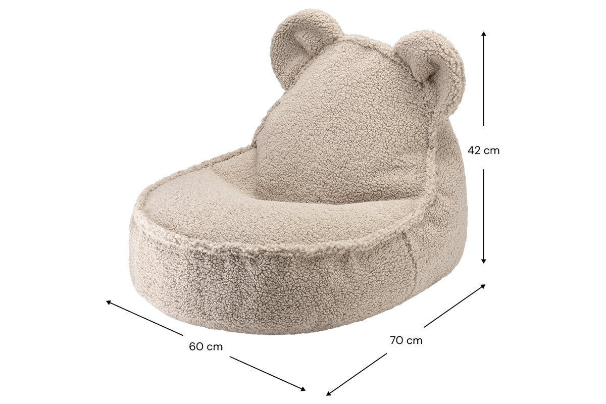 Afmetingen Wigiwama Berenzitzak Biscuit: 60 cm breed, 70 cm diep, 42 cm hoog