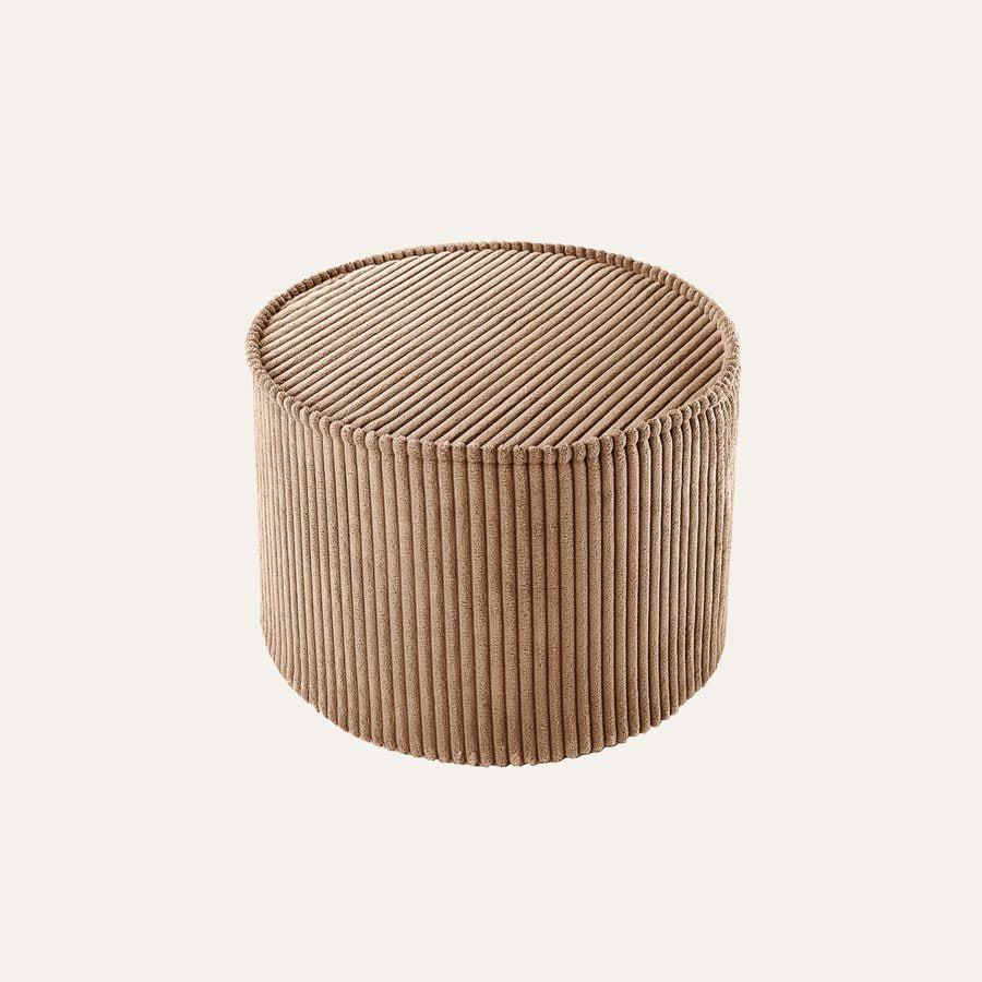 Wigiwama Runder gerippter Pouf in Toffee (karamelbruin)