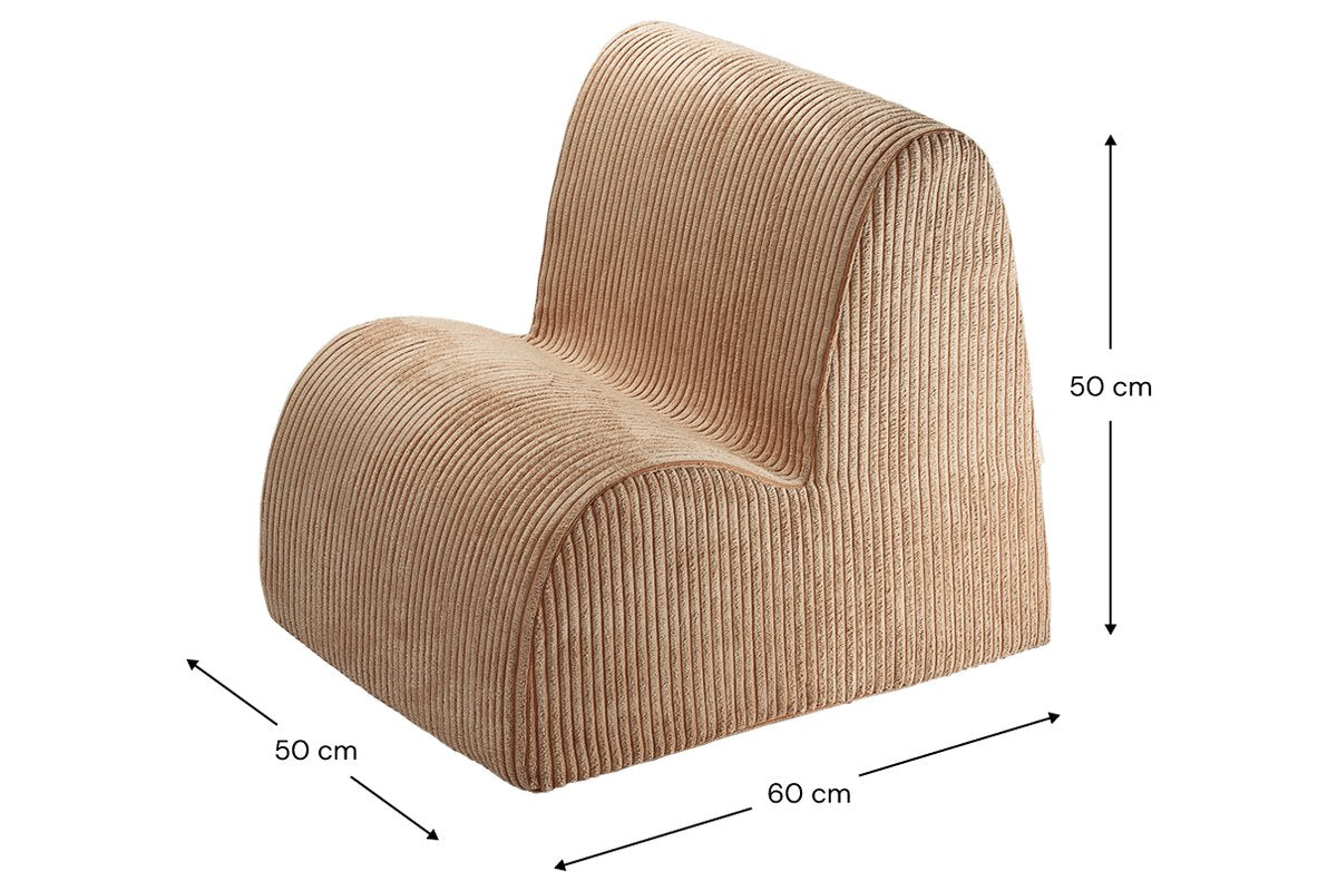 Afmetingen Wigiwama Wolkenstoel Toffee: 60 cm breed, 50 cm diep, 50 cm hoog