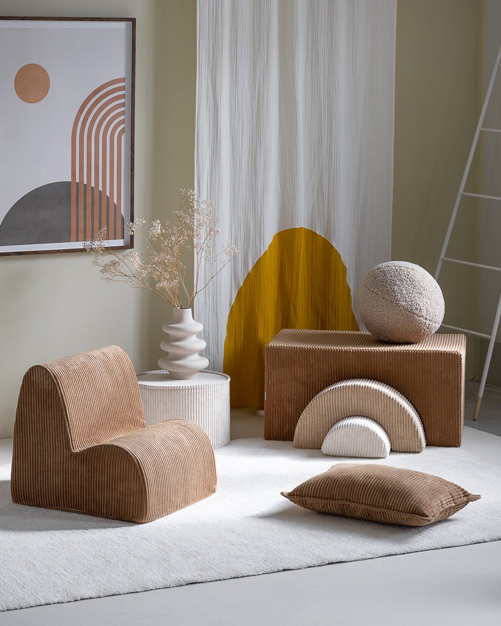 Wigiwama Wolkenstoel Toffee in een kinderkamer