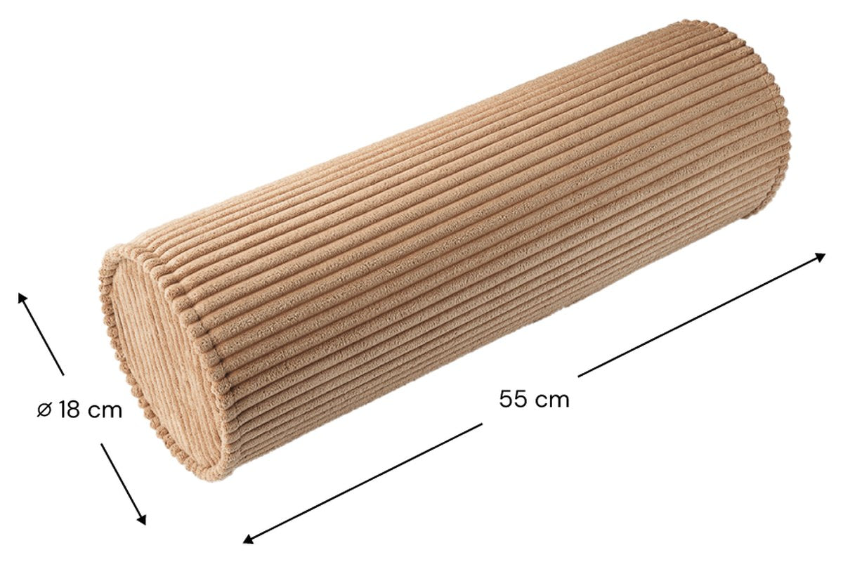 Afmetingen Geripptes Wigiwama-Nackenstützkissen Toffee: 55 cm lang, Ø 18 cm