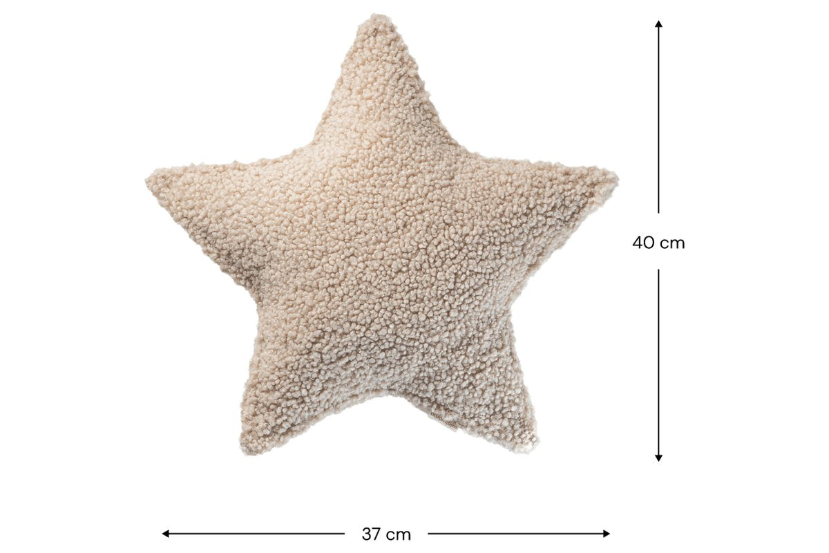 Afmetingen Wigiwama Sterkussen Biscuit: 37 cm breed, 10 cm diep, 40 cm hoog