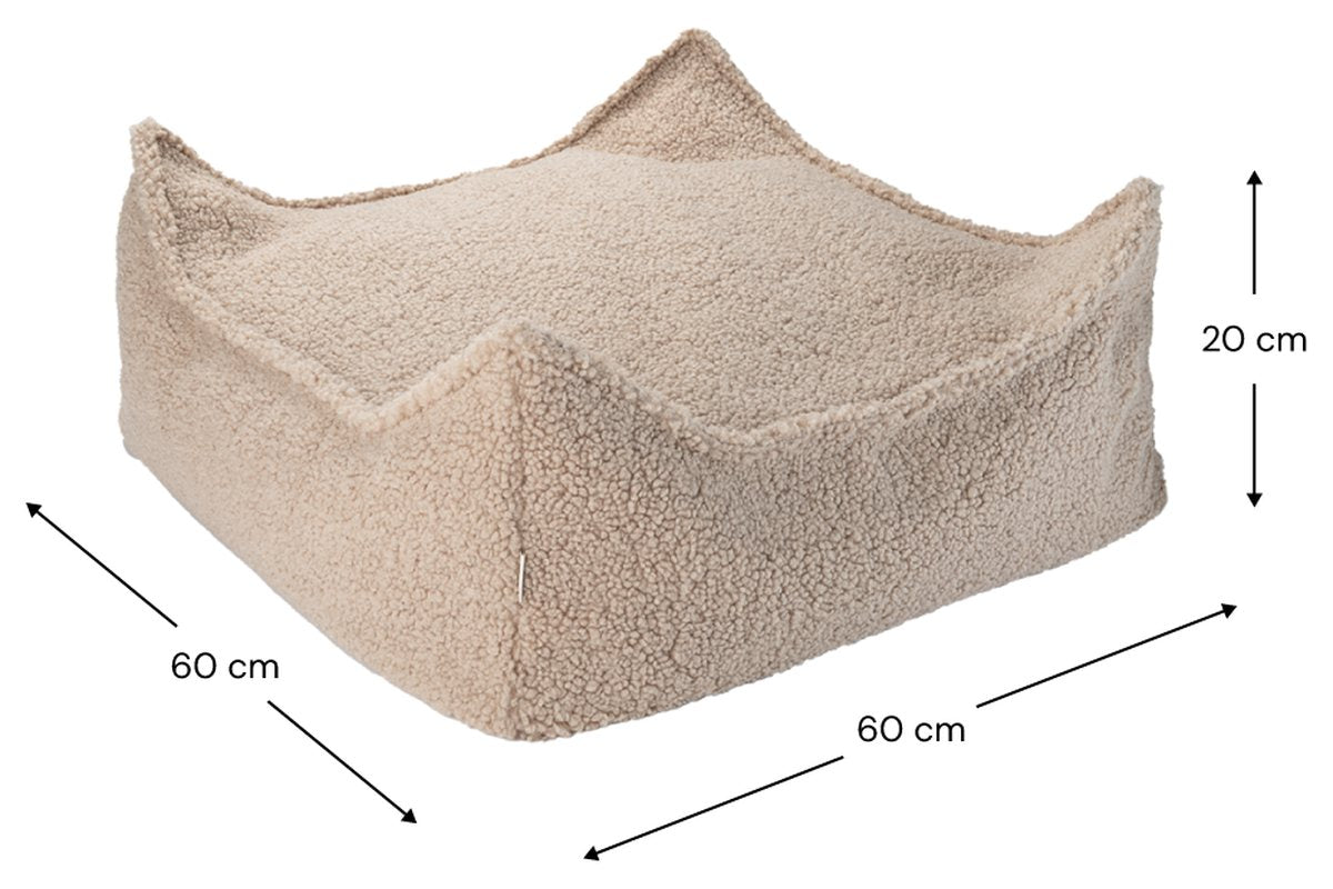 Afmetingen Wigiwama Square Teddy-Stoffpouf Keks: 60 cm breed, 60 cm diep, 20 cm hoog