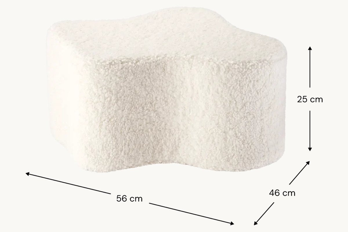 Afmetingen Wigiwama Wolkenpoef Creamy white: 56 cm breed, 46 cm diep, 25 cm hoog