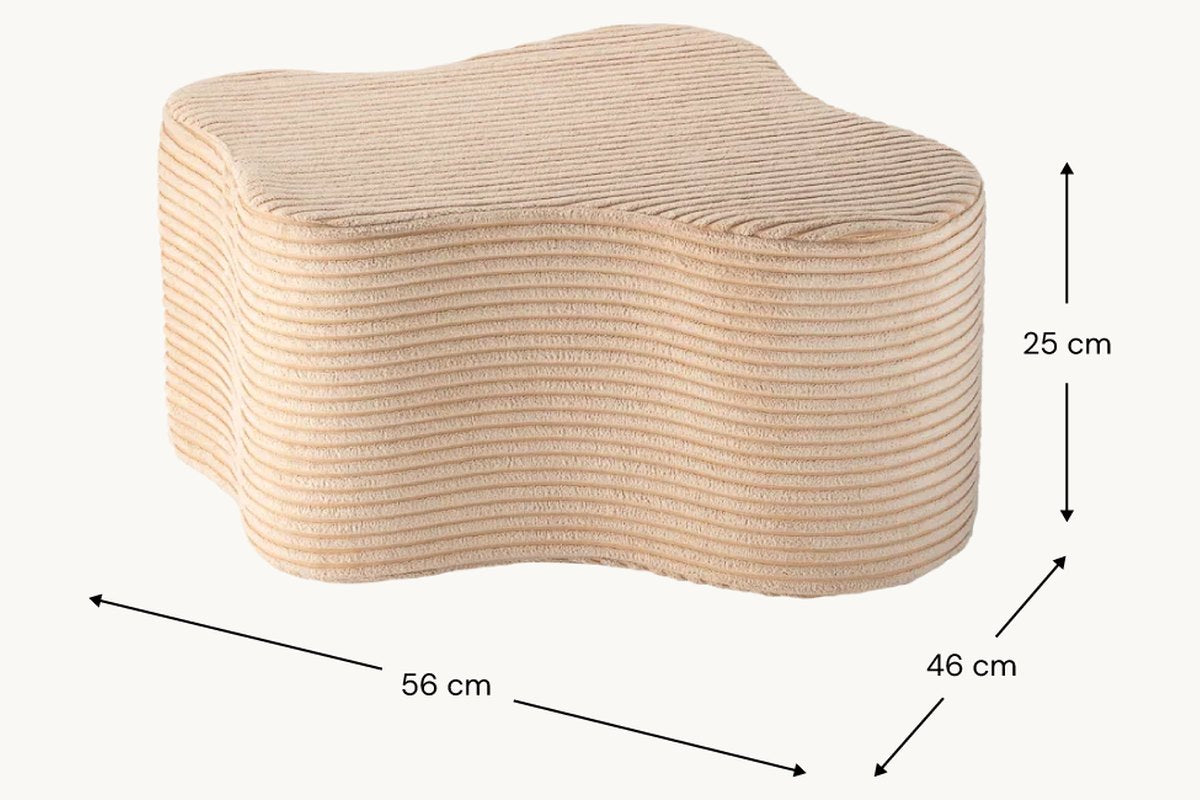 Afmetingen Wigiwama Cord-Wolkenpouf Brauner Zucker: 56 cm breed, 46 cm diep, 25 cm hoog
