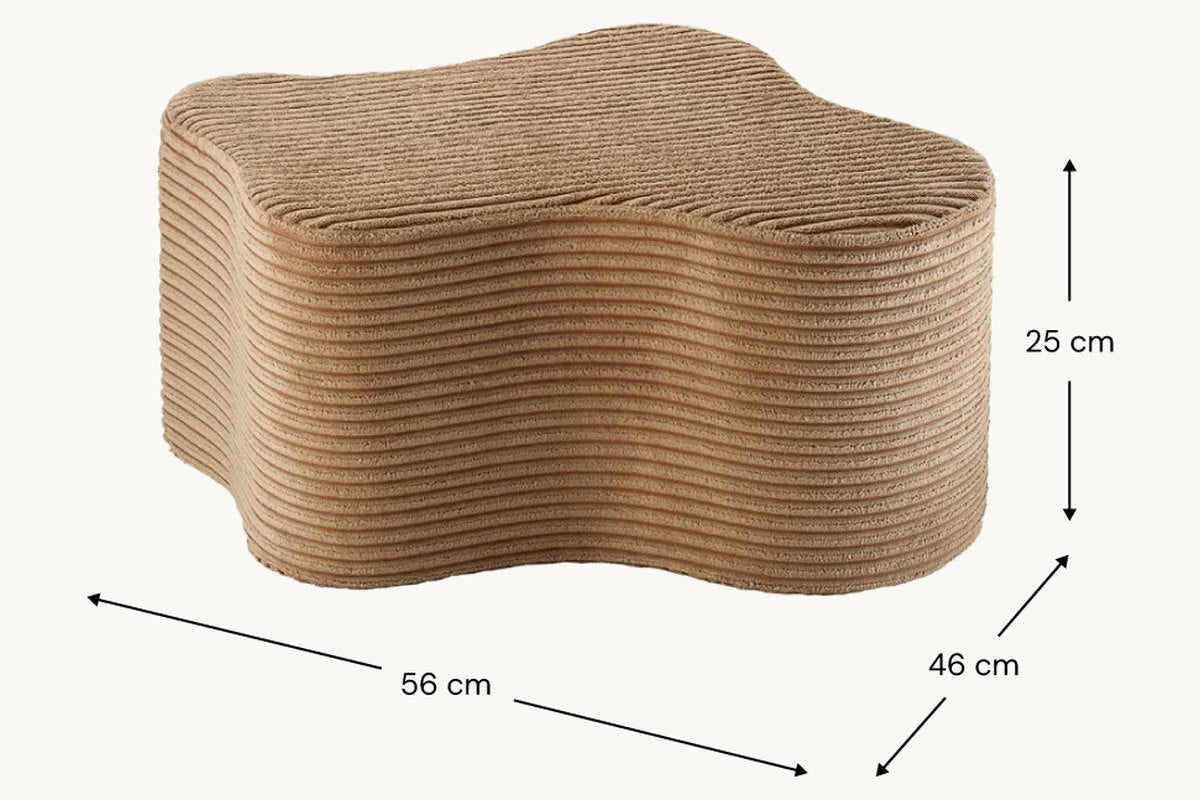 Afmetingen Wigiwama Wolkenpoef Toffee: 56 cm breed, 46 cm diep, 25 cm hoog