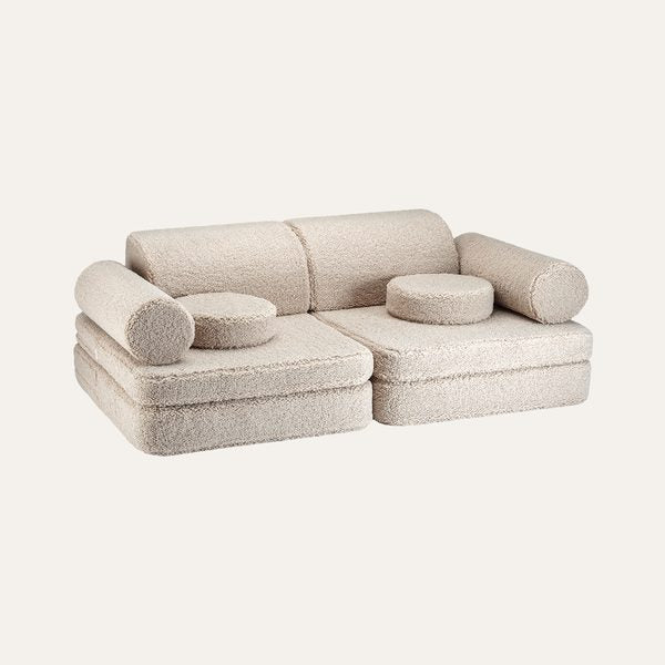Wigiwama Kinderspielbank, 9-teilig, aus Teddyfell in Keks