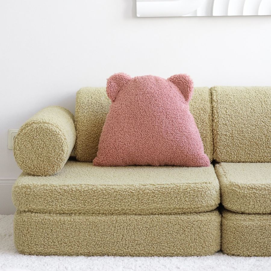 Wigiwama Kinderspielbank, 9-teilig, aus Teddyfell Matcha