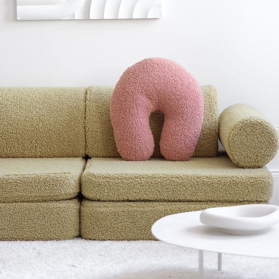 Wigiwama Kinderspielbank, 9-teilig, aus Teddyfell Matcha