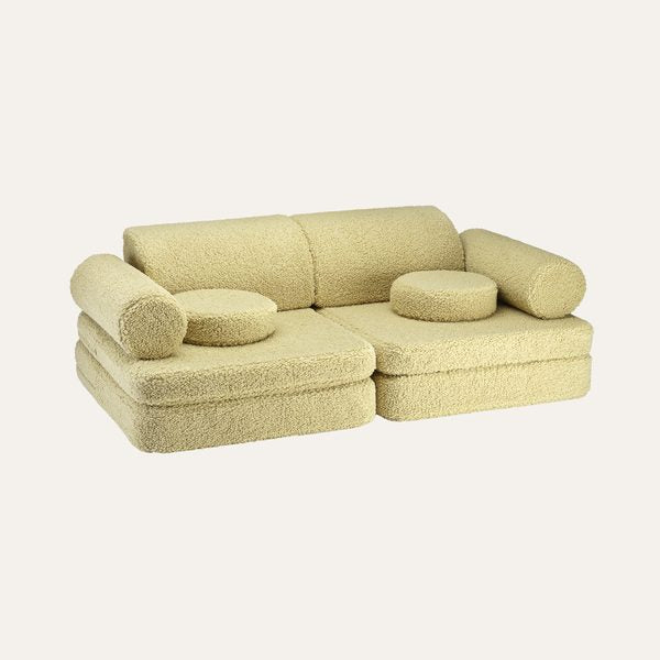 Wigiwama Kinderspielbank, 9-teilig, aus Teddyfell in Matcha (zachtgroen)