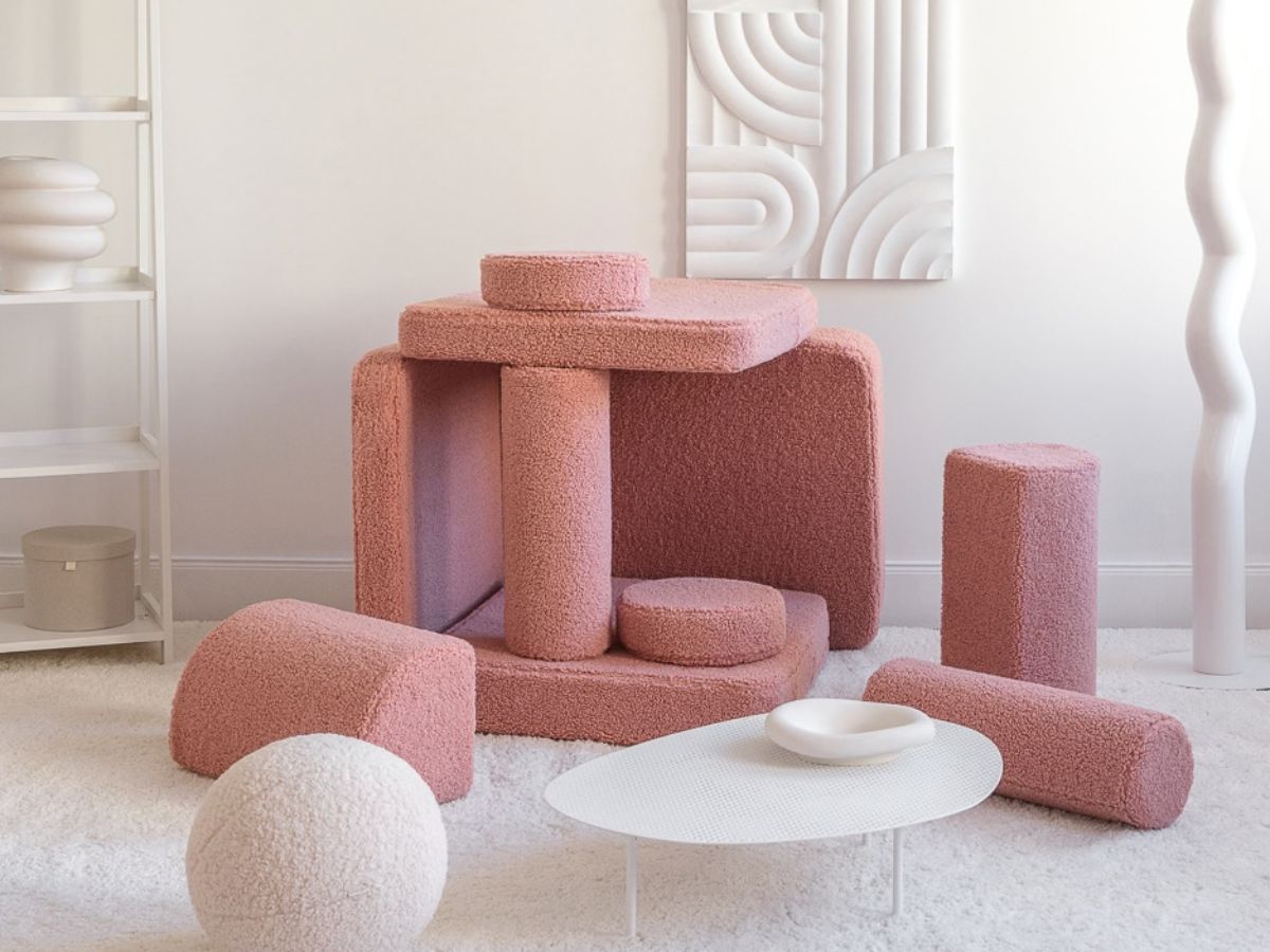 Wigiwama Kinderspielbank, 9-teilig, aus Teddyfell Guave