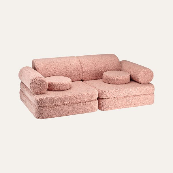 Wigiwama Kinderspielbank, 9-teilig, aus Teddyfell in Guave