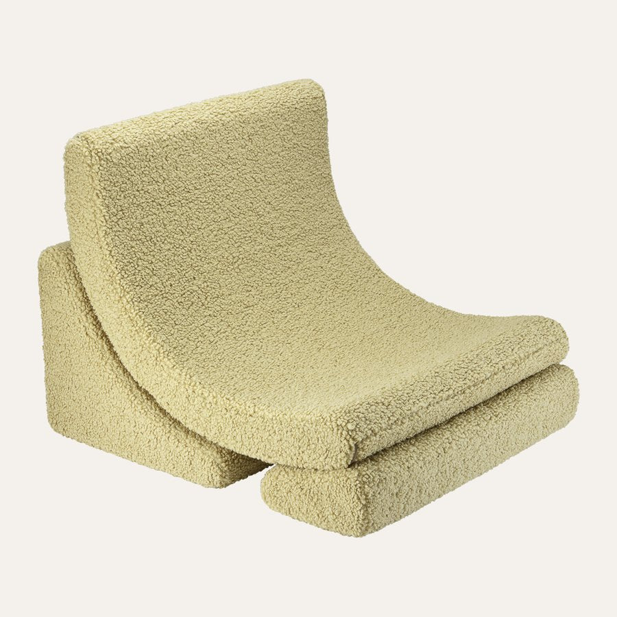 Wigiwama Moon Chair in teddy fabric in Matcha