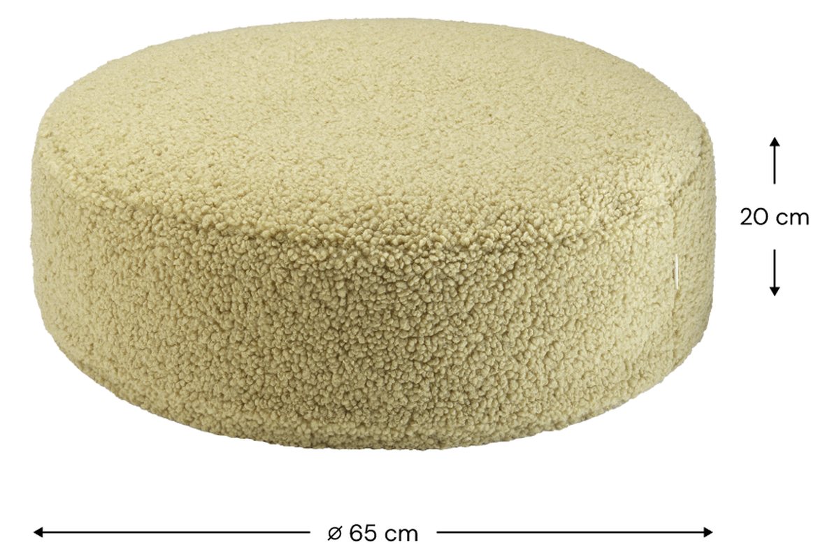 Afmetingen Wigiwama-Hocker aus Teddy-Stoff Matcha: 65 cm doorsnee, 20 cm hoog
