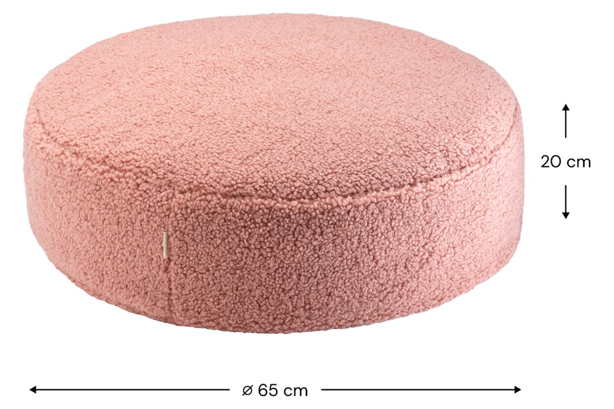 Afmetingen Wigiwama-Hocker aus Teddy-Stoff Guave: 65 cm doorsnee, 20 cm hoog