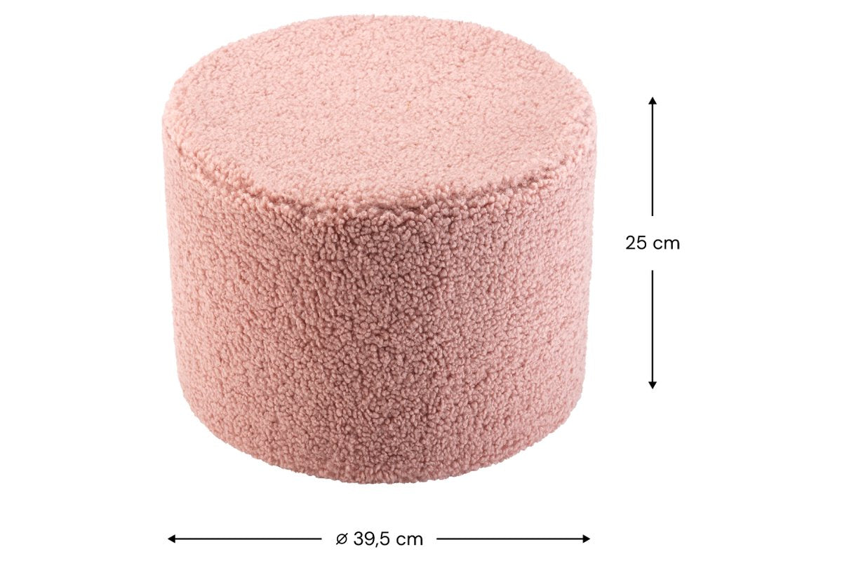 Afmetingen Wigiwama Runder Teddy-Stoffpouf Guave: Ø 39,5 cm, 25 cm hoog