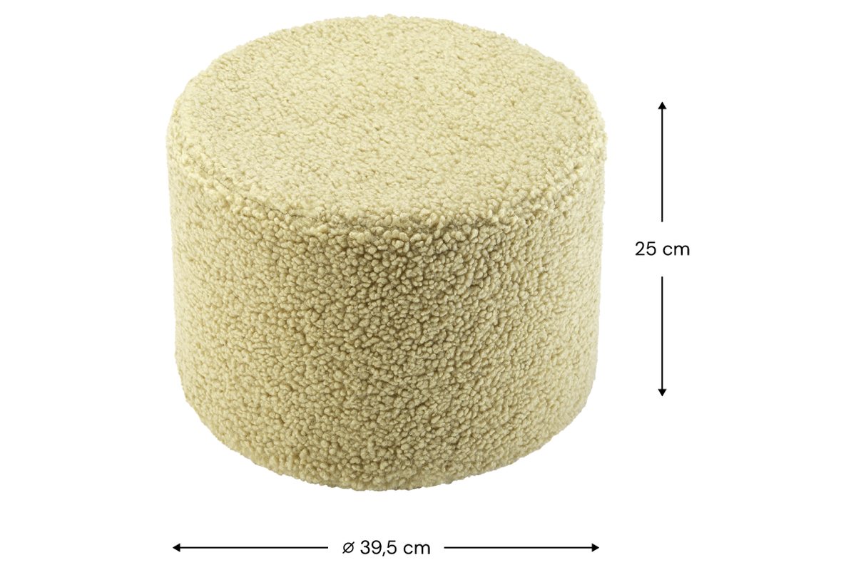 Afmetingen Wigiwama Runder Teddy-Stoffpouf Matcha: Ø 39,5 cm, 25 cm hoog