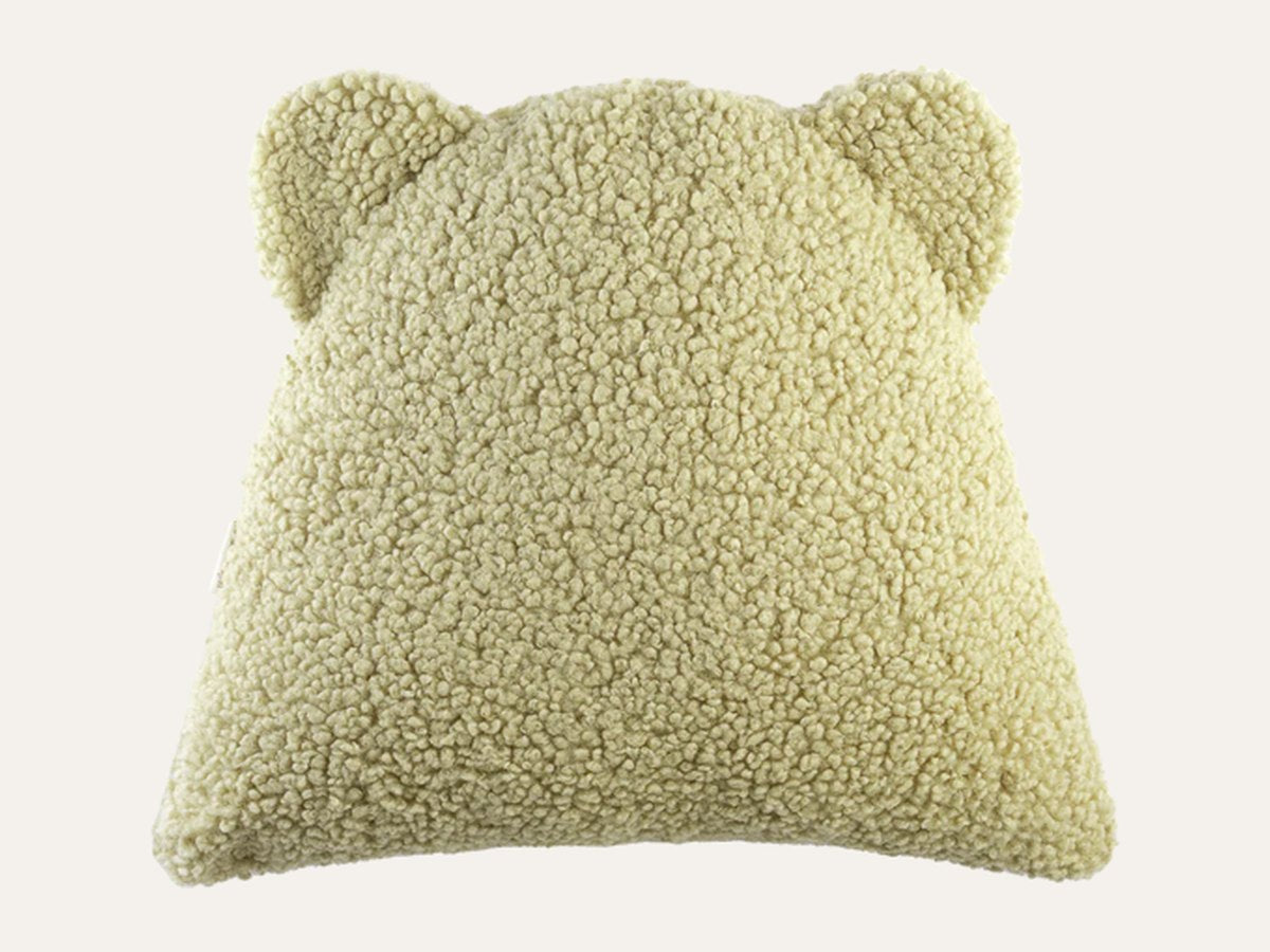 Het Wigiwama berenkussen van teddy-stof Matcha