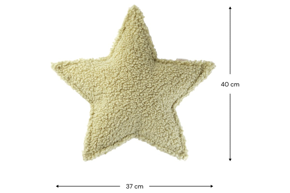 Afmetingen Wigiwama Sterkussen Matcha: 37 cm breed, 10 cm diep, 40 cm hoog