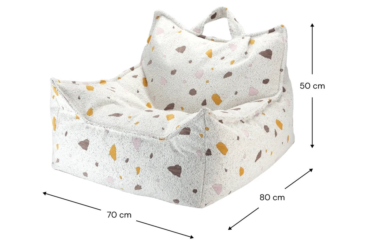 Afmetingen Wigiwama Sitzsack mit Terrazzo-Print Marmor: 70 cm breed, 80 cm diep, 50 cm hoog