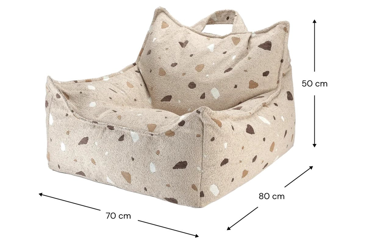 Afmetingen Wigiwama Sitzsack mit Terrazzo-Print Sand: 70 cm breed, 80 cm diep, 50 cm hoog