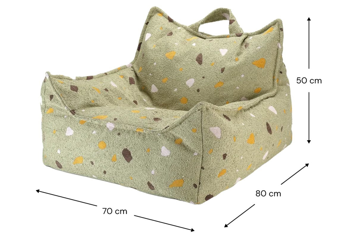 Afmetingen Wigiwama Sitzsack mit Terrazzo-Print Moos: 70 cm breed, 80 cm diep, 50 cm hoog