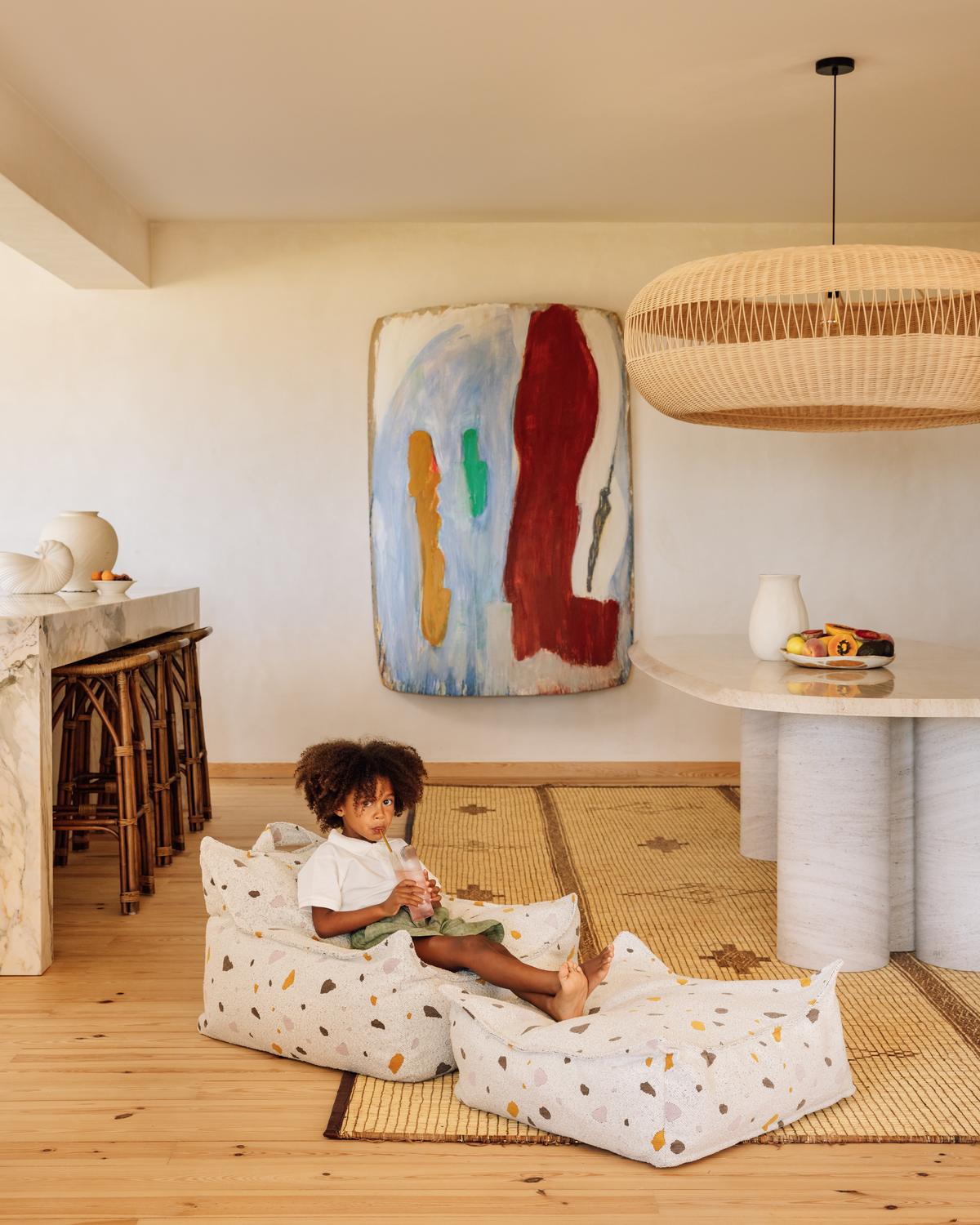 Kenmerken Wigiwama Square Pouf mit Terrazzo-Print Marmor