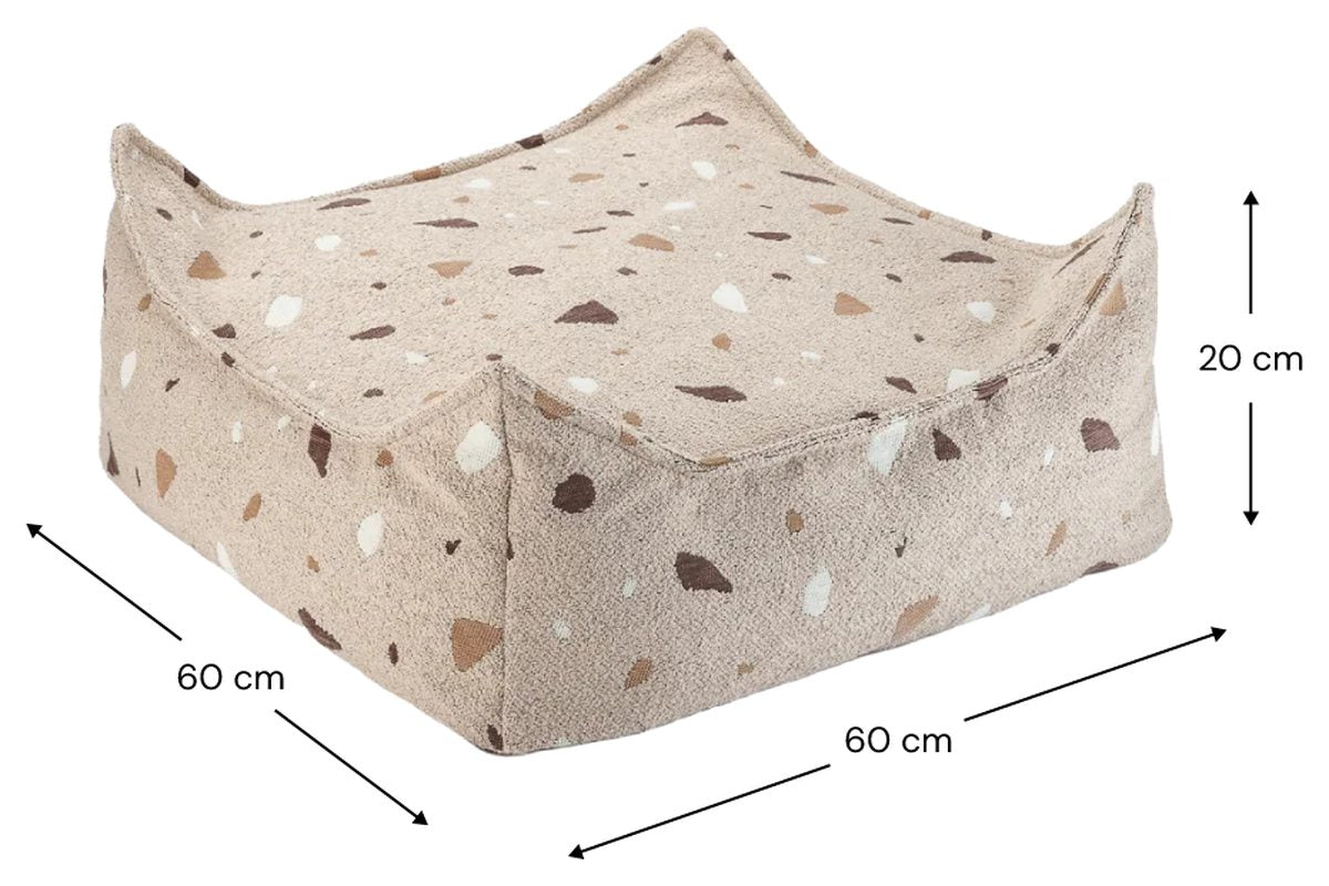 Afmetingen Wigiwama Square Pouf mit Terrazzo-Print Sand: 60 cm breed, 60 cm diep, 20 cm hoog