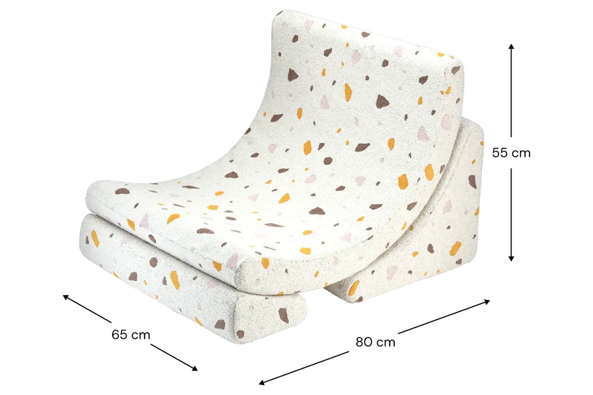 Afmetingen Wigiwama Moon Chair with Terrazzo print Terrazzo Marble: 65 cm breed, 80 cm diep, 55 cm hoog