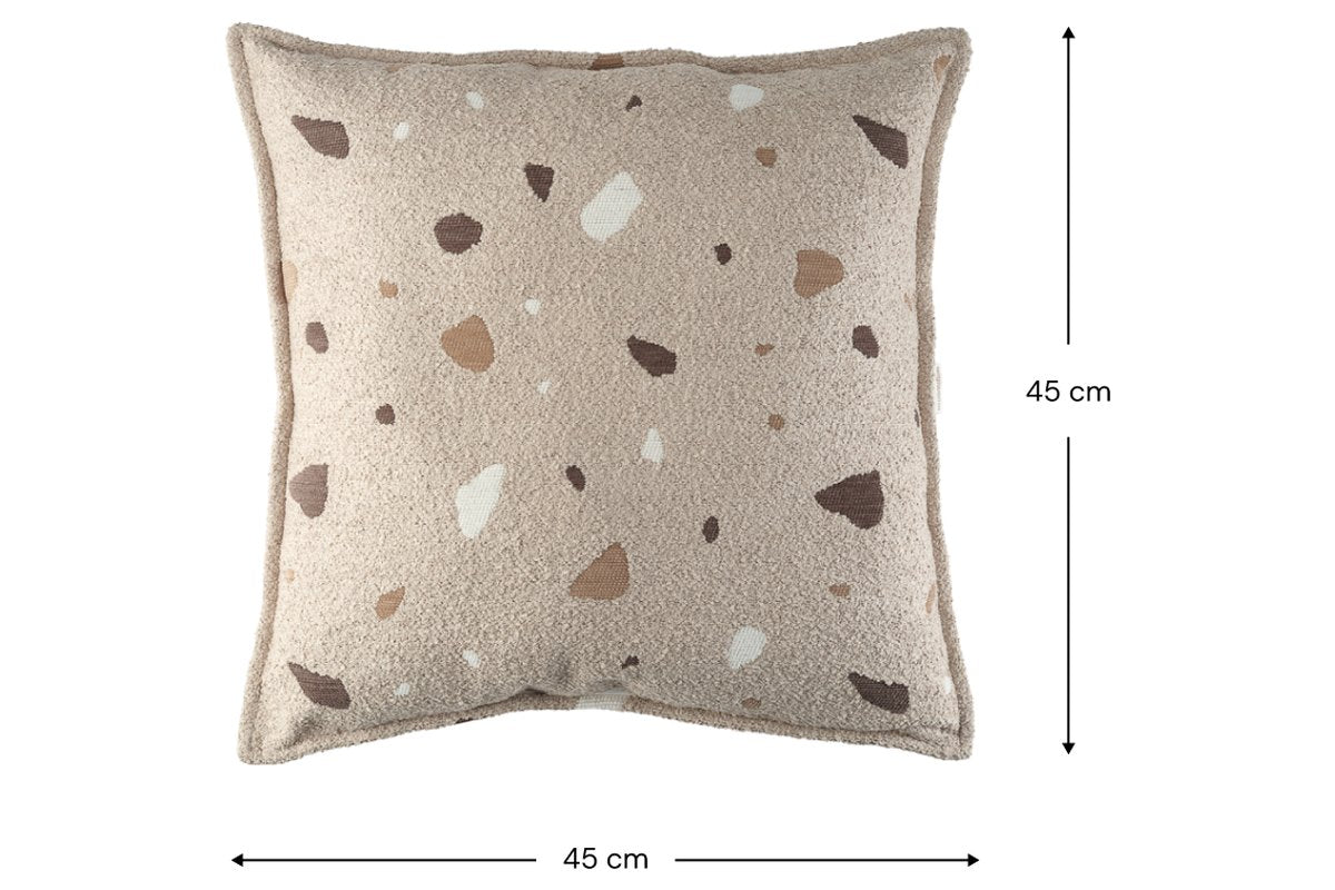 Afmetingen Wigiwama-Kissen mit Terrazzo-Print Sand: 45 cm breed, 45 cm hoog