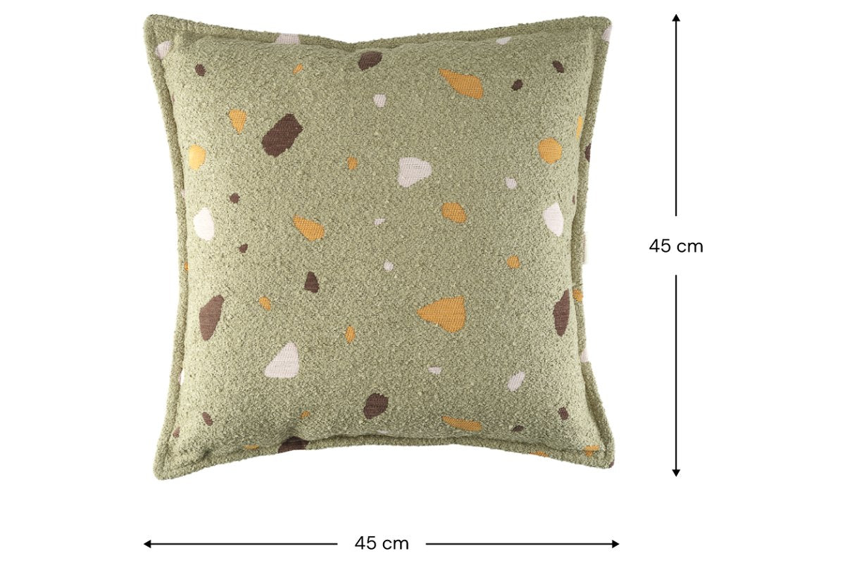 Afmetingen Wigiwama Cushion with Terrazzo print Terrazzo Moss: 45 cm breed, 45 cm hoog