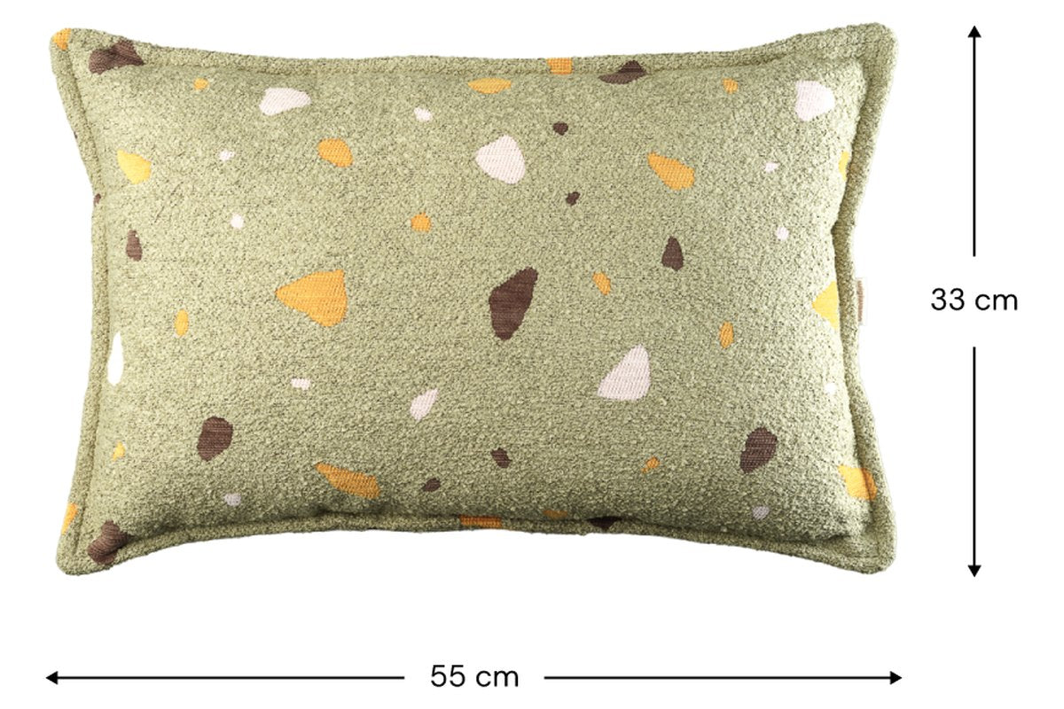 Afmetingen Wigiwama Rectangular cushion with Terrazzo print Terrazzo Moss: 55 cm breed, 33 cm hoog
