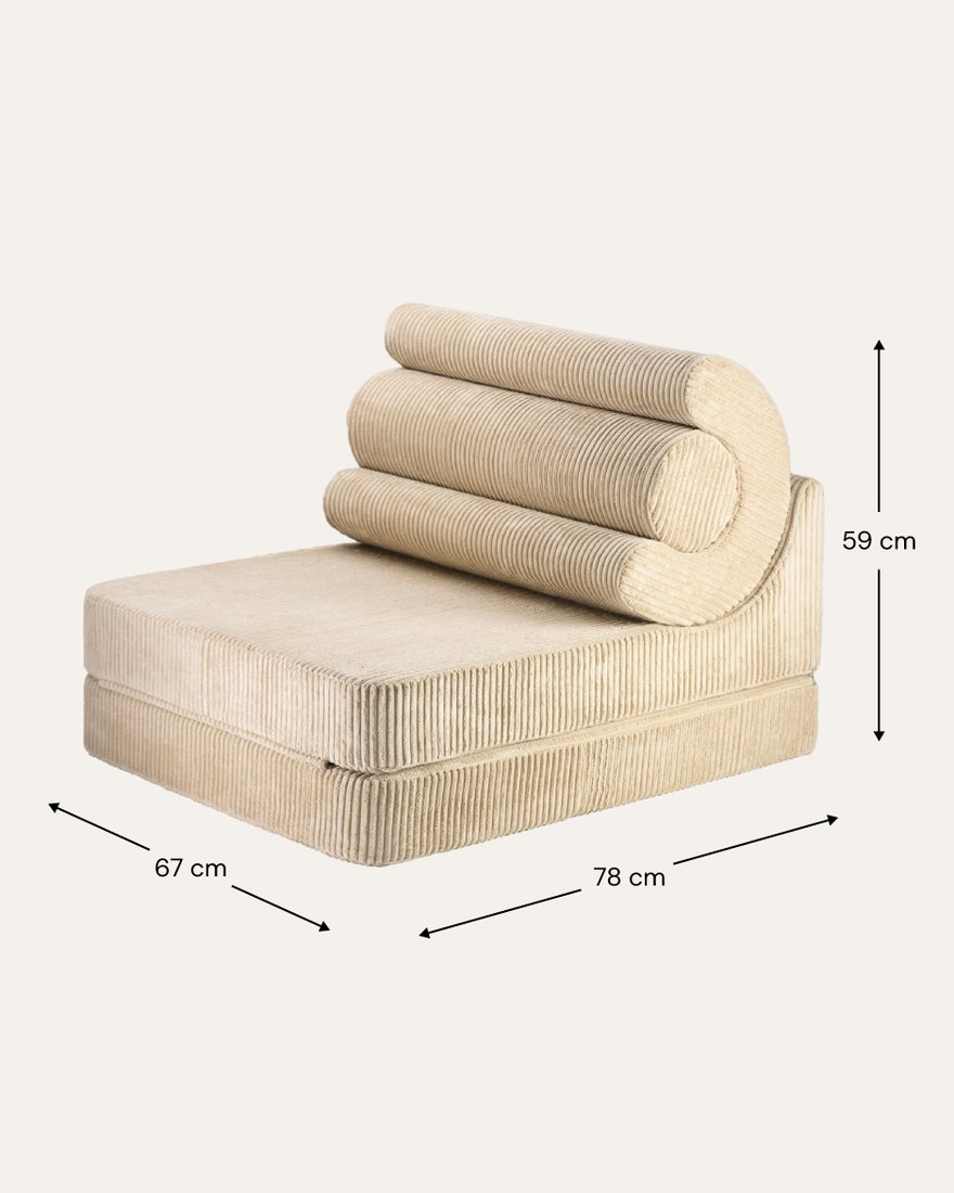 Afmetingen Wigiwama Flipster Uitklapstoel 3-in-1 Brown Sugar — ingeklapt