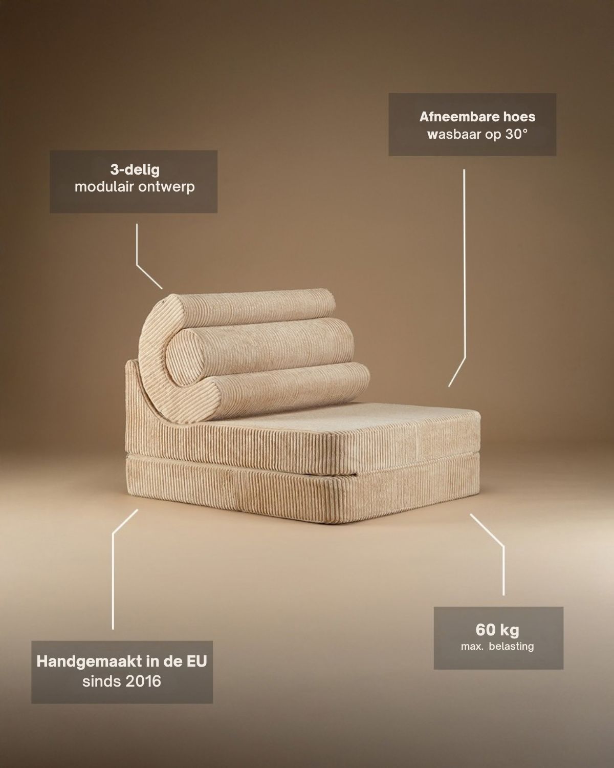 Kenmerken Wigiwama Flipster Uitklapstoel 3-in-1 Brown Sugar