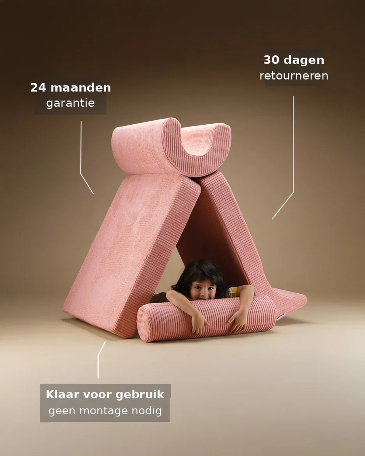 De Wigiwama Flipster uitklapstoel 3-in-1 Pink Mousse