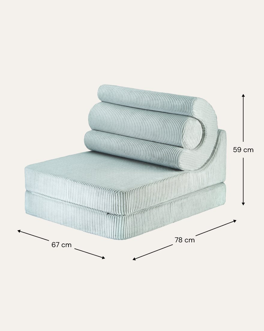 Afmetingen Wigiwama Flipster 3-in-1 Foldable Ribbed Chair Peppermint Green — ingeklapt