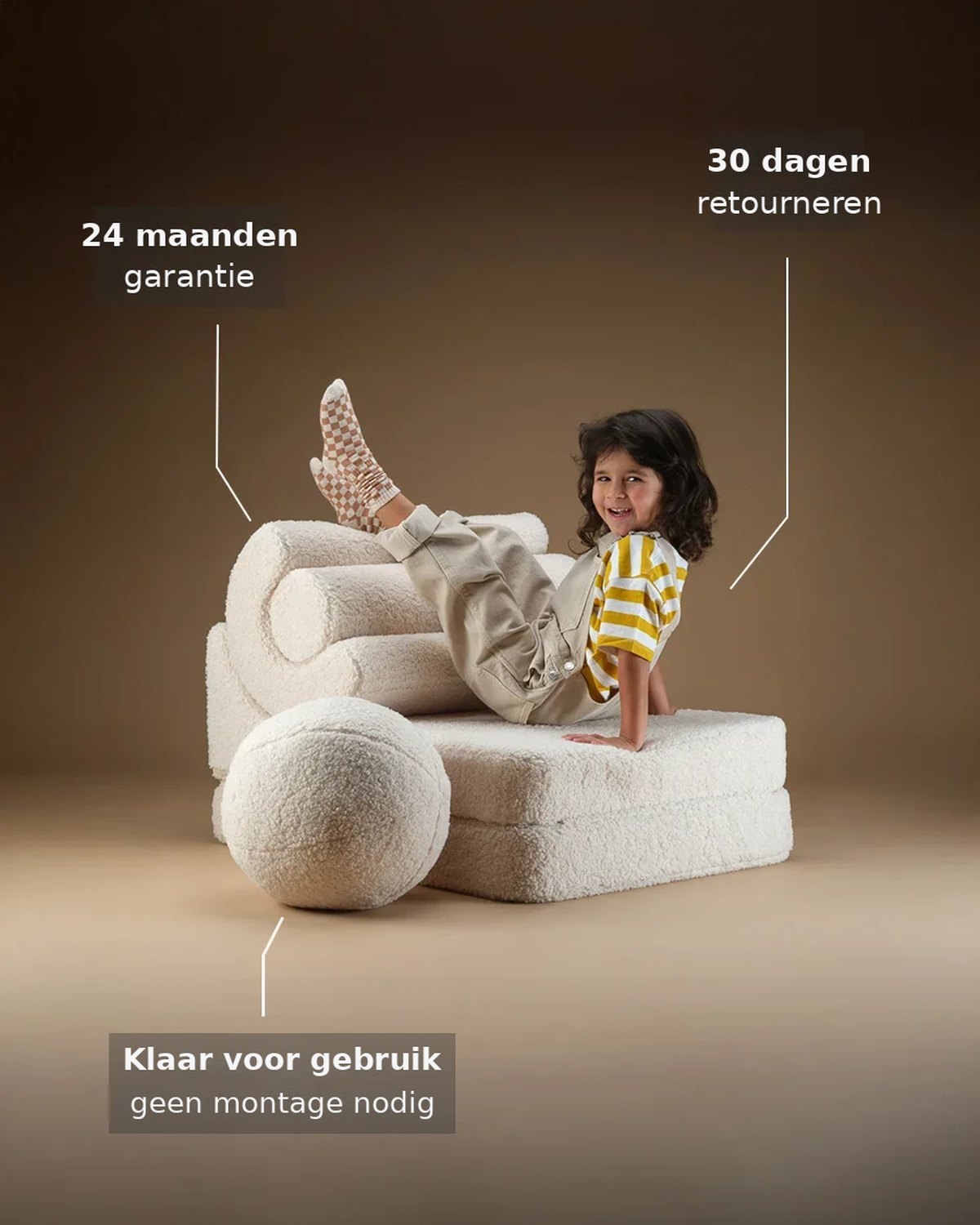 De Wigiwama Flipster uitklapstoel 3-in-1 Cream White