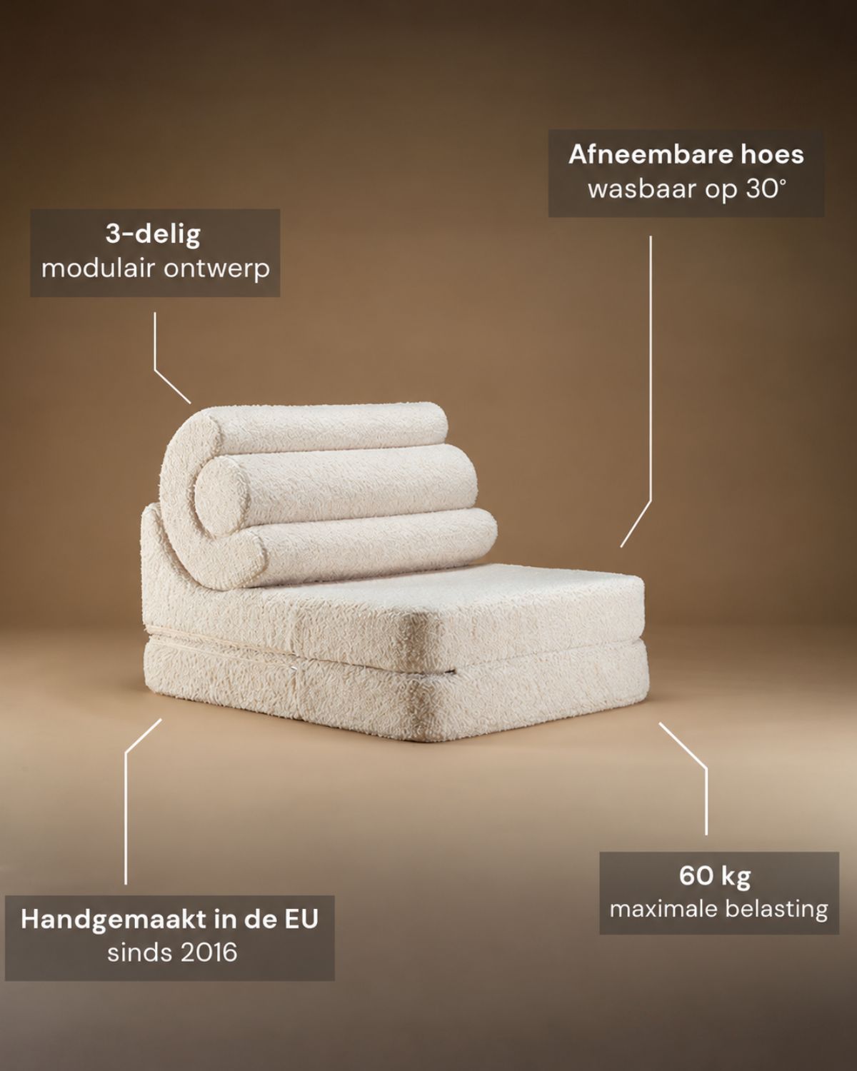 Kenmerken Wigiwama Flipster Uitklapstoel 3-in-1 Cream White