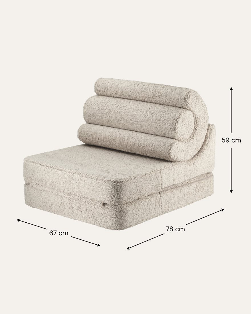 Afmetingen Wigiwama Flipster Uitklapstoel 3-in-1 Biscuit — ingeklapt