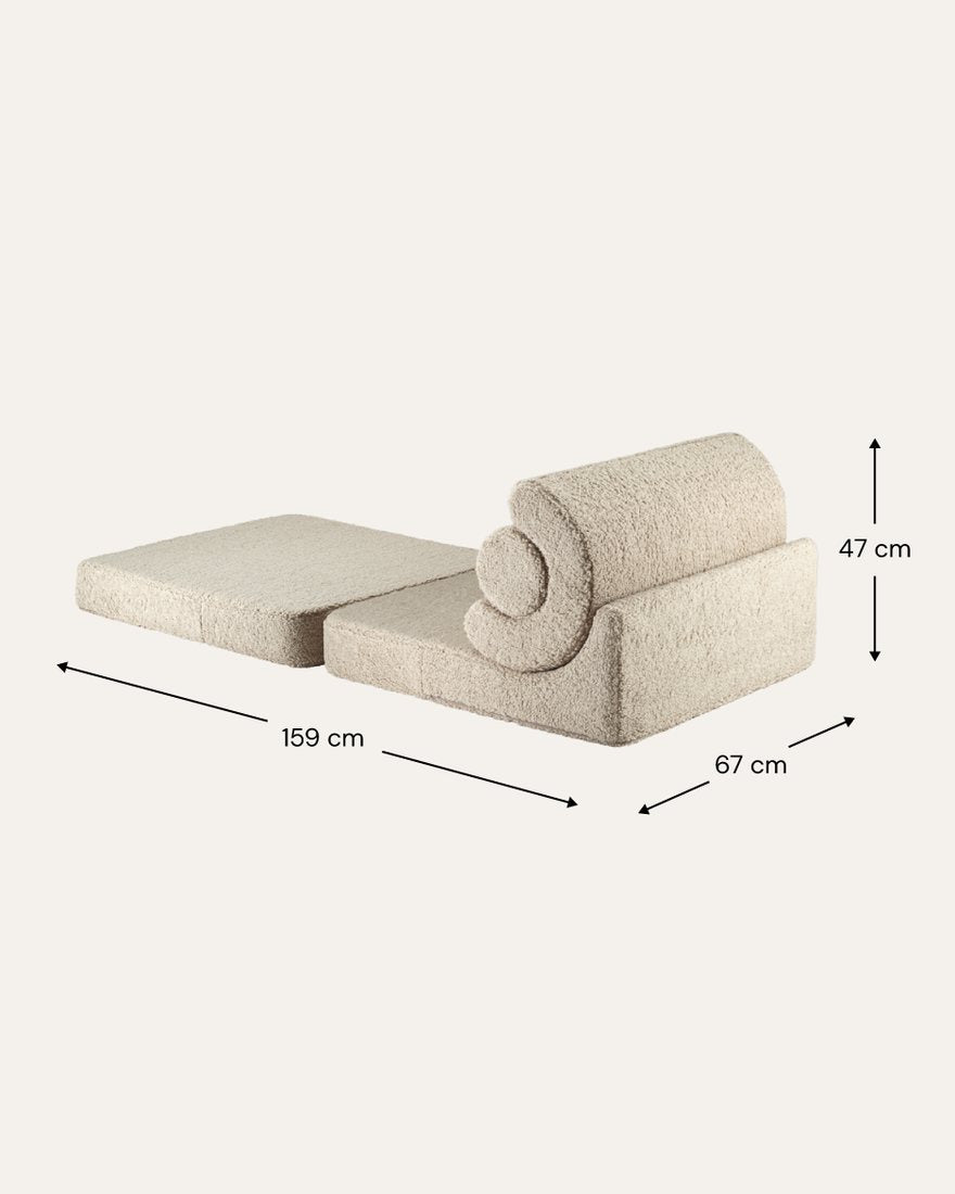 Afmetingen Wigiwama Flipster Uitklapstoel 3-in-1 Biscuit — uitgeklapt