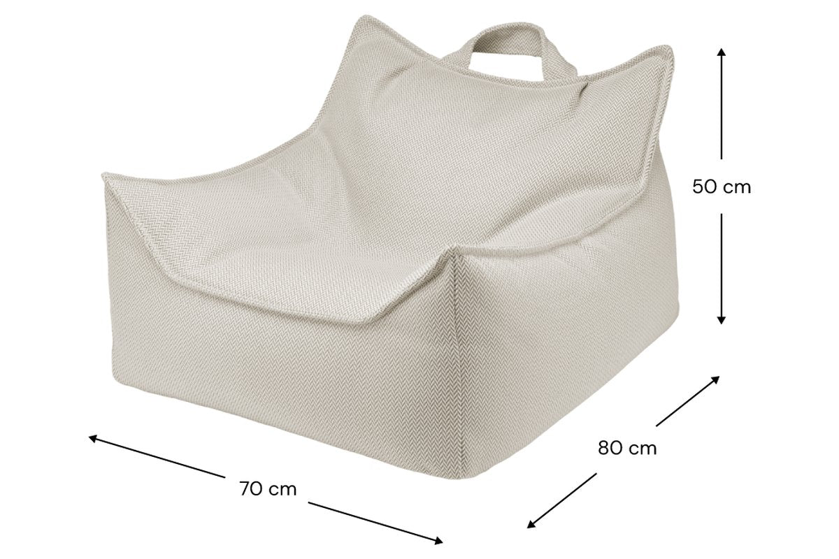 Afmetingen Wigiwama Outdoor-Sitzsack Terra: 70 cm breed, 80 cm diep, 50 cm hoog