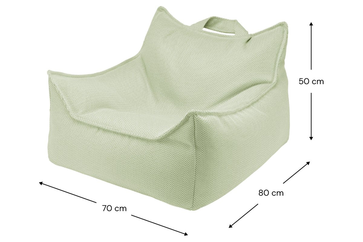 Afmetingen Wigiwama Outdoor-Sitzsack Herba: 70 cm breed, 80 cm diep, 50 cm hoog