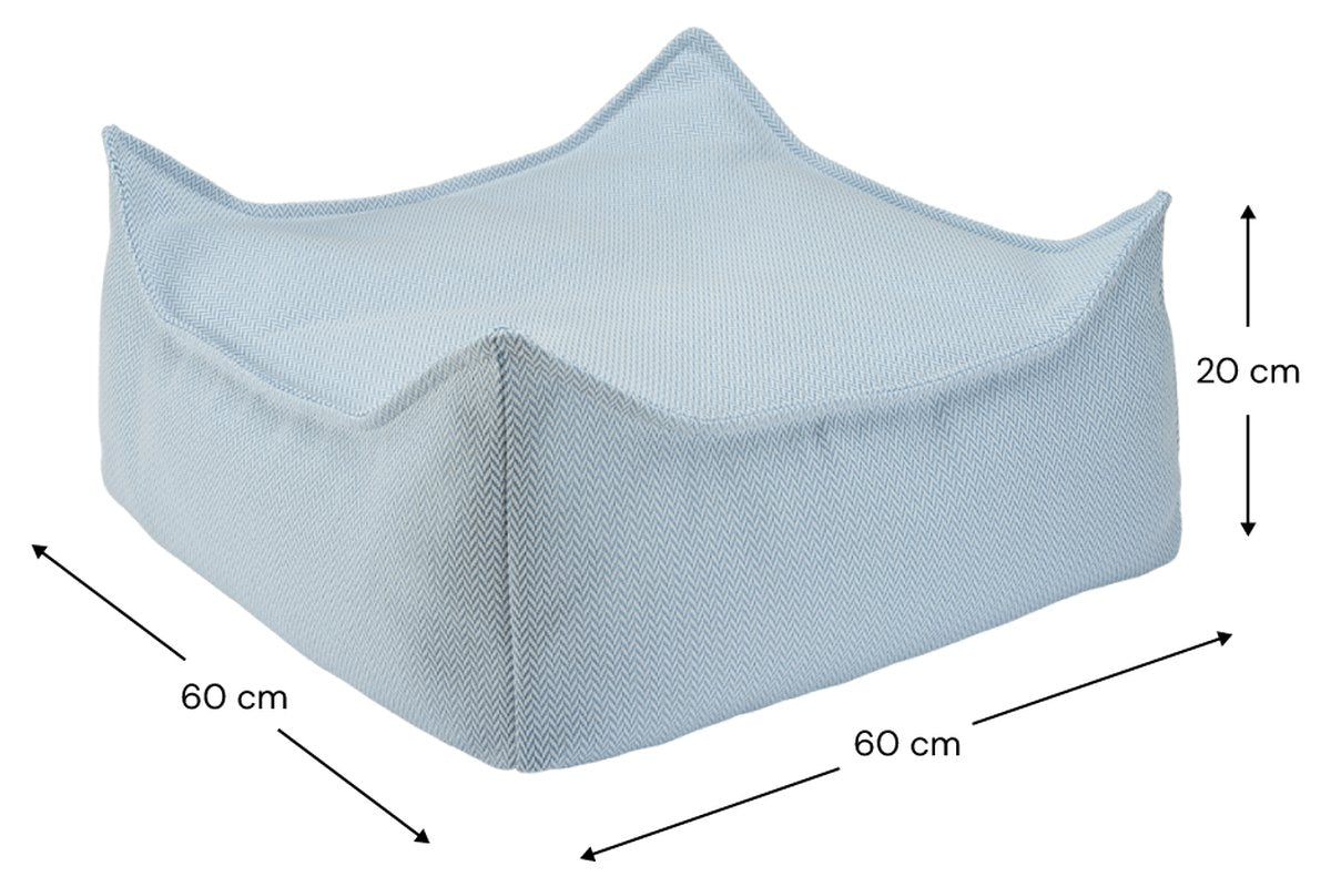 Afmetingen Wigiwama Square Outdoor-Pouf Azurblau: 60 cm breed, 60 cm diep, 20 cm hoog